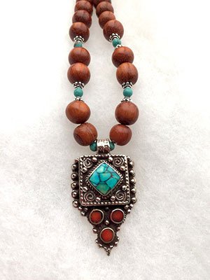 Wood Tibetan Necklace